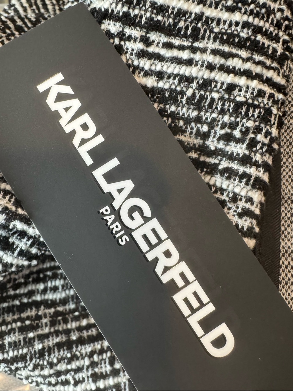 NWT Karl Lagerfeld Paris Knit Tweed Dress With Pearl Trim Size 16 - Picture 5 of 10